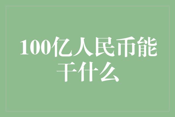 100亿人民币能干什么