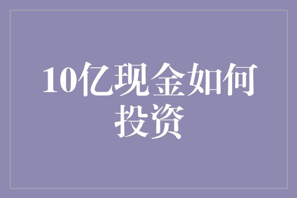 10亿现金如何投资