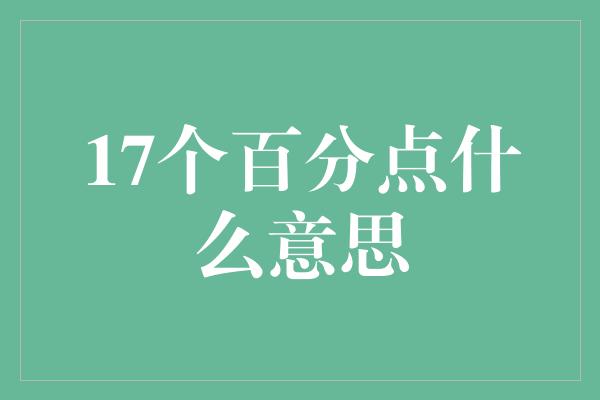 17个百分点什么意思