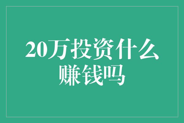 20万投资什么赚钱吗