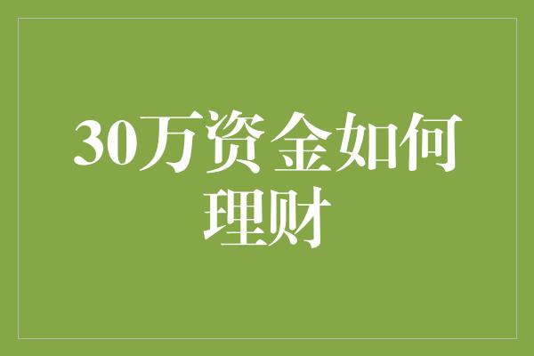 30万资金如何理财