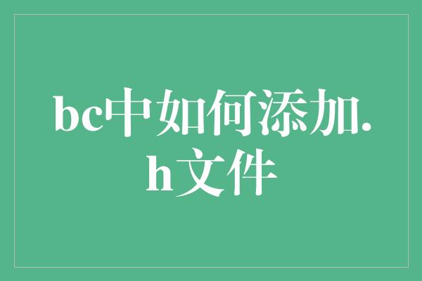 bc中如何添加.h文件