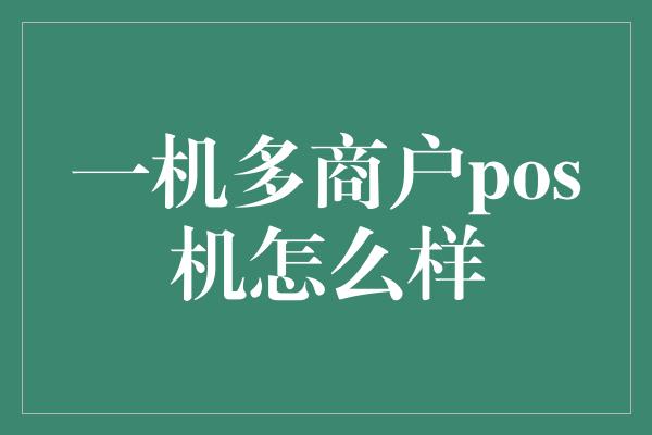 一机多商户pos机怎么样