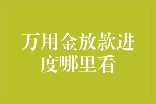 万用金放款进度哪里看