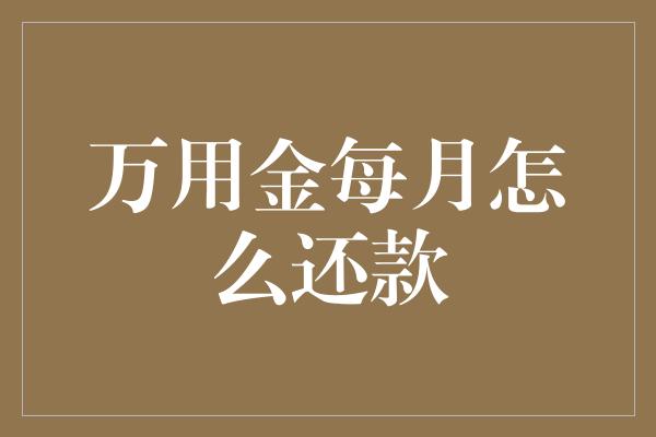 万用金每月怎么还款