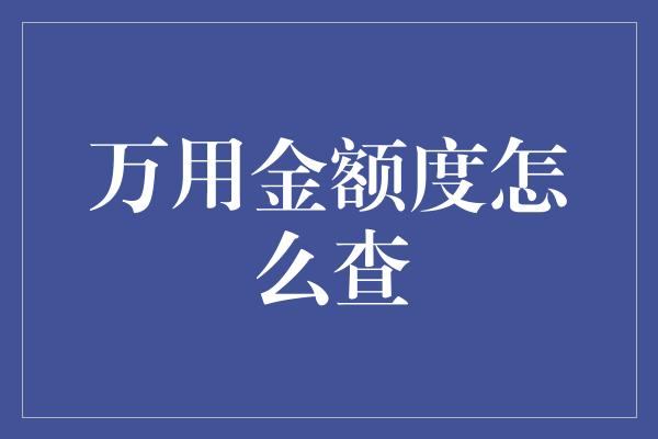 万用金额度怎么查