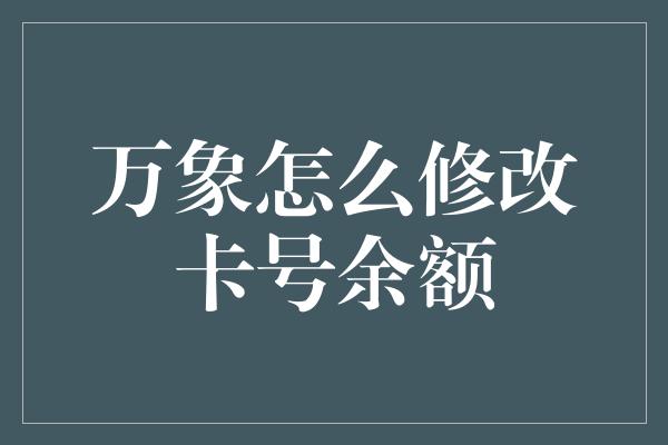 万象怎么修改卡号余额