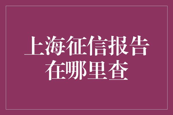 上海征信报告在哪里查