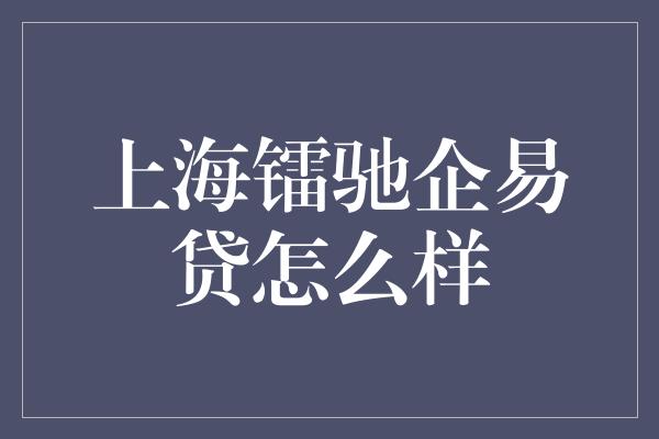 上海镭驰企易贷怎么样