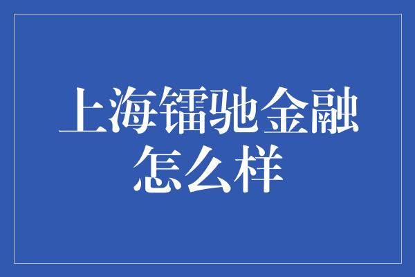 上海镭驰金融怎么样