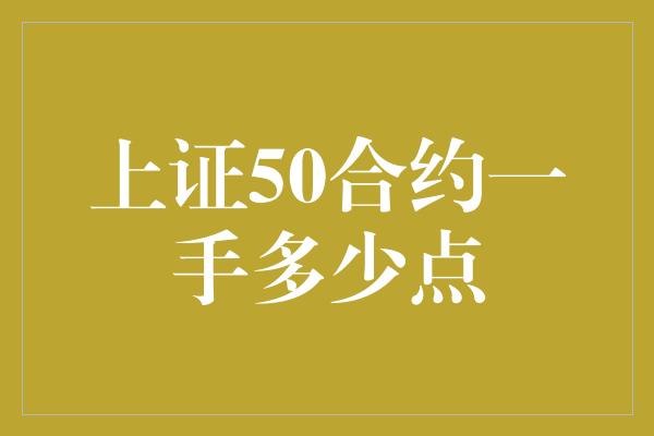 上证50合约一手多少点