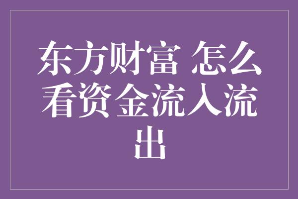 东方财富 怎么看资金流入流出