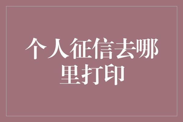 个人征信去哪里打印