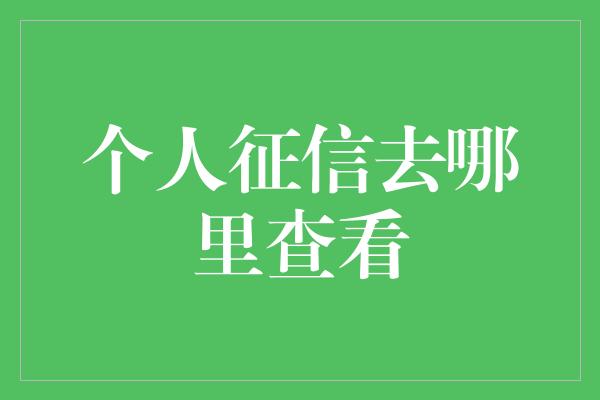 个人征信去哪里查看