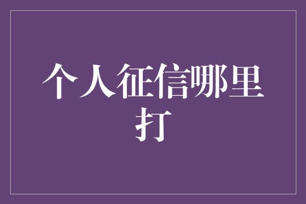 个人征信哪里打