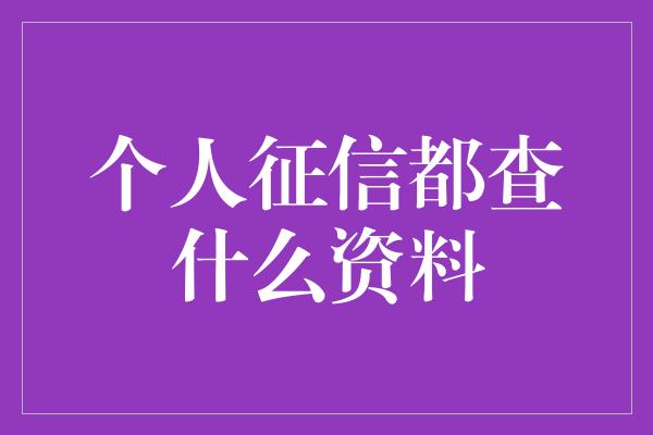 个人征信都查什么资料