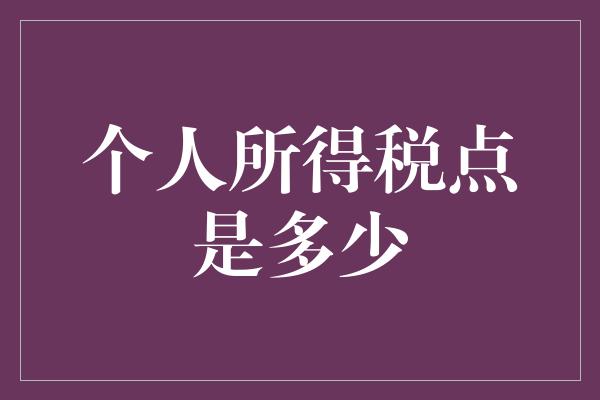 个人所得税点是多少