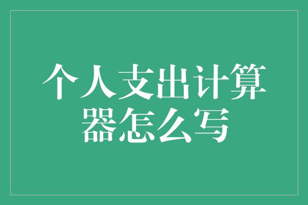 个人支出计算器怎么写