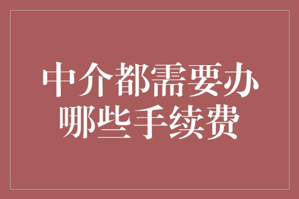 中介都需要办哪些手续费