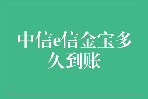 中信e信金宝多久到账