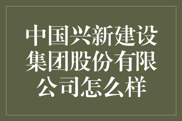 中国兴新建设集团股份有限公司怎么样