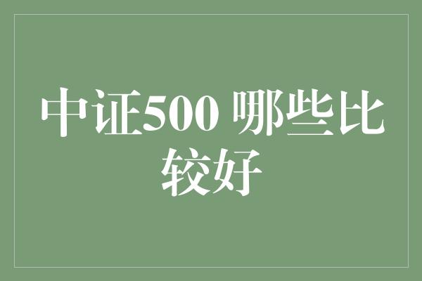 中证500 哪些比较好