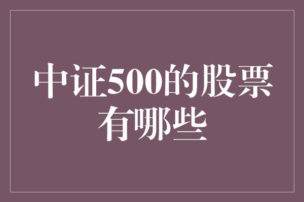 中证500的股票有哪些