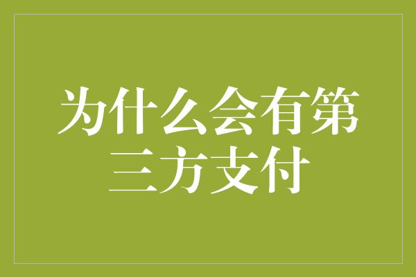 为什么会有第三方支付