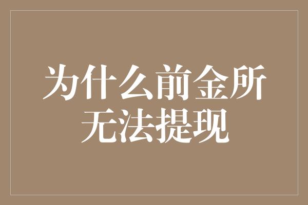 为什么前金所无法提现