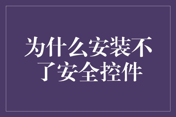 为什么安装不了安全控件