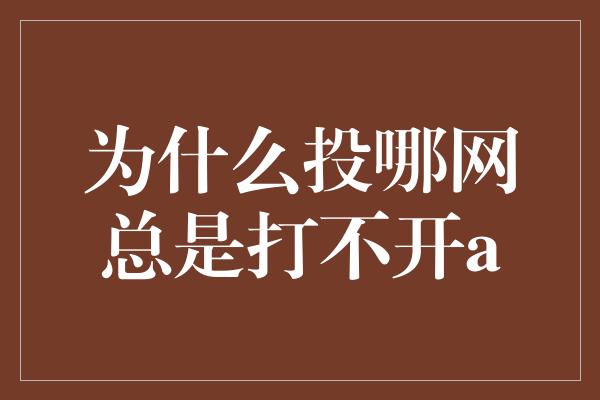 为什么投哪网总是打不开a