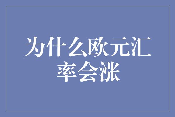 为什么欧元汇率会涨