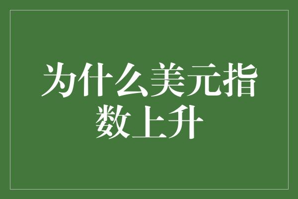 为什么美元指数上升