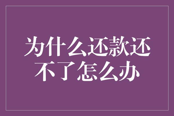 为什么还款还不了怎么办