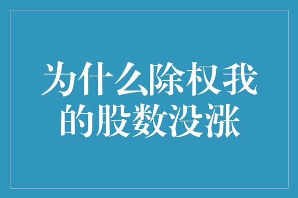 为什么除权我的股数没涨