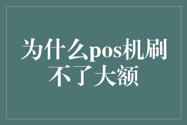 为什么pos机刷不了大额