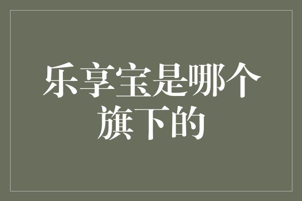 乐享宝是哪个旗下的