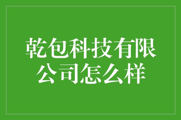 乾包科技有限公司怎么样