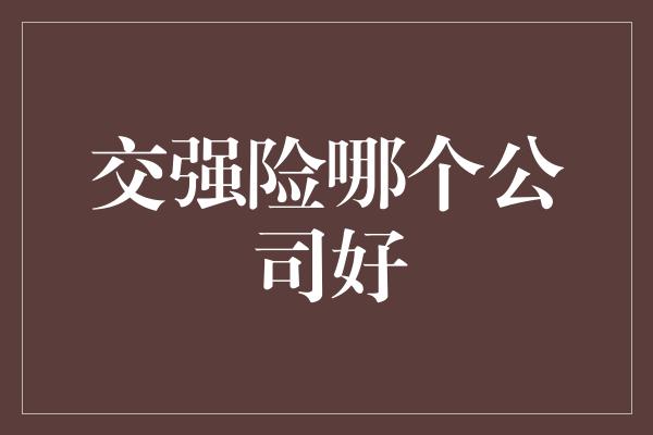 交强险哪个公司好