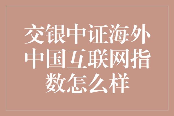 交银中证海外中国互联网指数怎么样