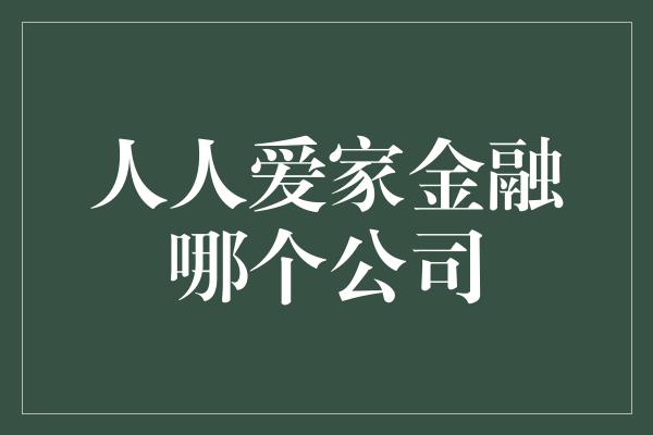 人人爱家金融哪个公司