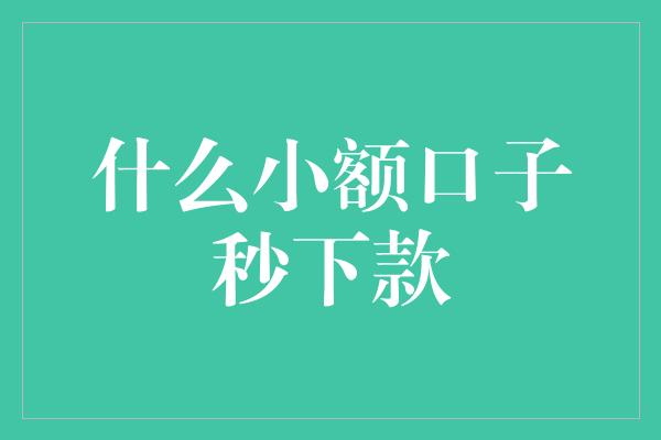 什么小额口子秒下款