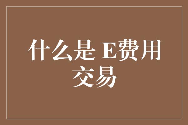 什么是 E费用交易