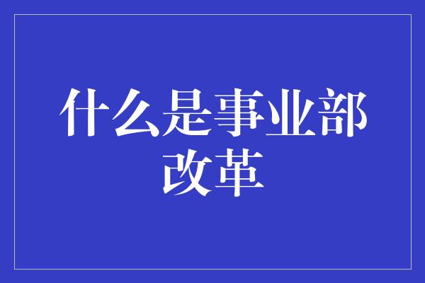 什么是事业部改革