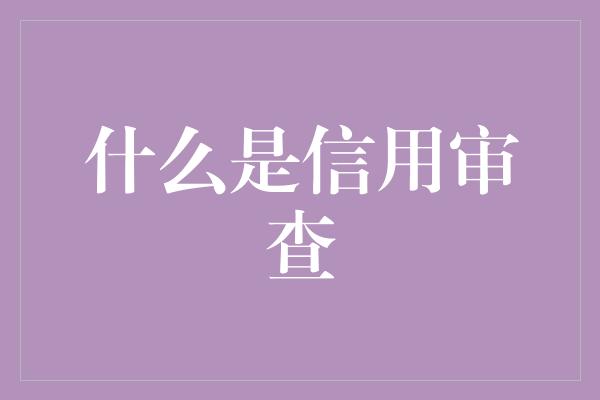 什么是信用审查