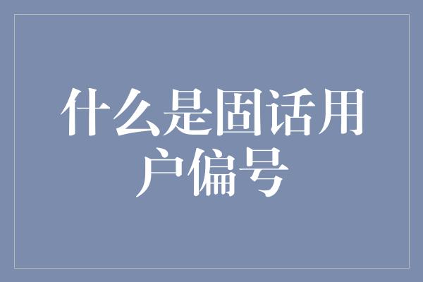 什么是固话用户偏号