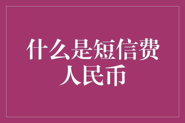 什么是短信费人民币