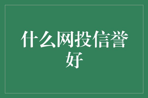 什么网投信誉好