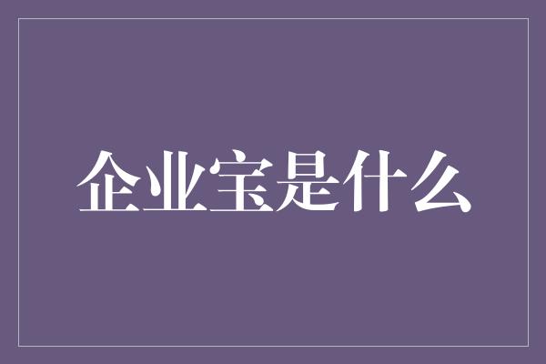 企业宝是什么