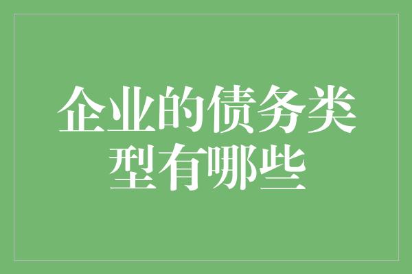 企业的债务类型有哪些